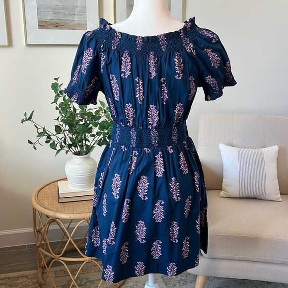 J. Crew Smocked Puff Sleeve Cotton Poplin Dress Budding Branch Print Size XS - Picture 6 of 17